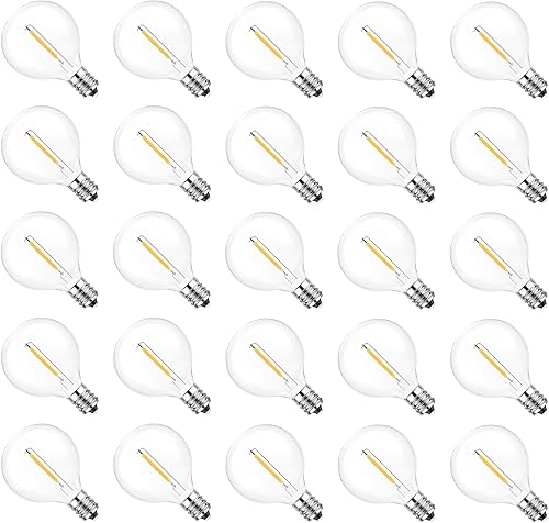 Jslinter Paquete de 25 bombillas LED G40 de repuesto, 1 W (equivalente a 11 W), 60 LM, 2200 K blanco cálido, inastillable, base de tornillo E12,
