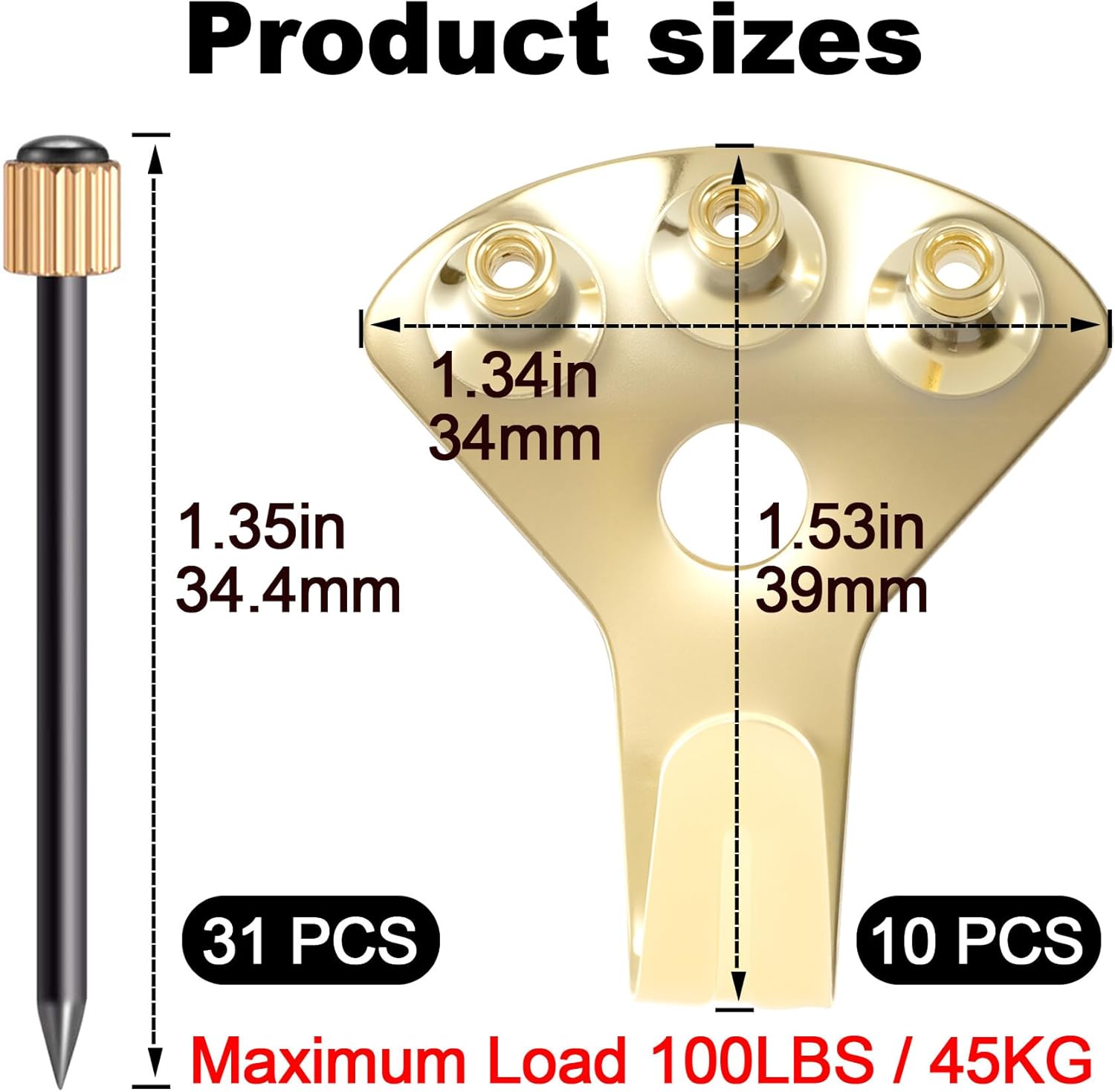 ANCIRS 10 Pack 100 lbs Picture Frame Hangers Hooks with Nails, Picture Hanging Hooks, Heavy Duty Plaster Wall Pro Photo/Heavy Mirror Hanging Kit