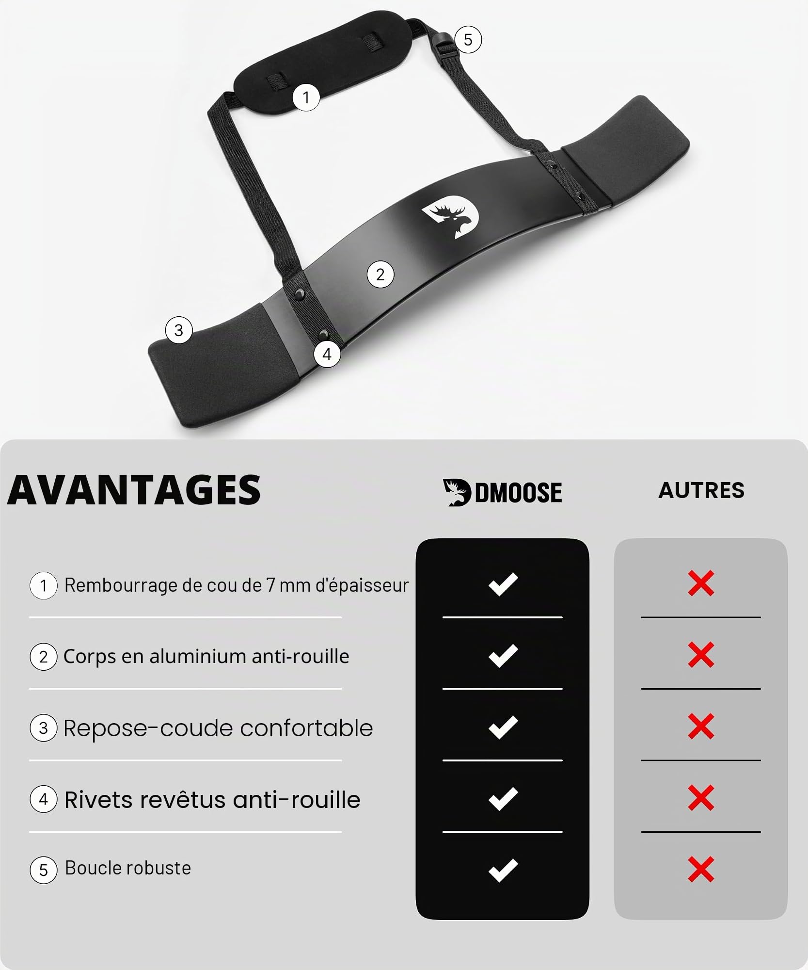 DMoose Fitness Bras Curl Blaster Aluminium épais, Goujons Robustes, profilés et réglables - Définition améliorée et la Force Musculaire dans Les Bras - Premium Bodybuilding Biceps Bomber Isolate