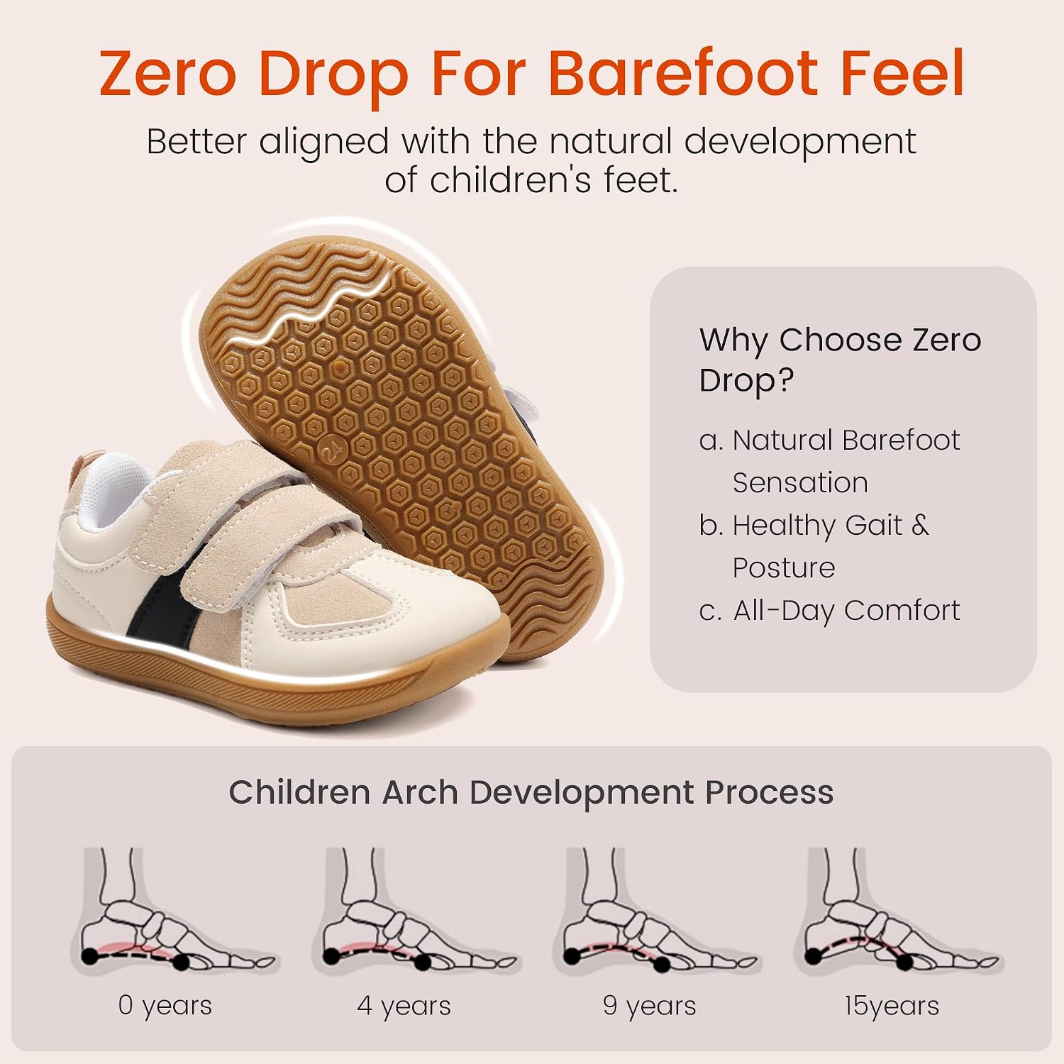 Wide Toe Box Toddler Shoes Zero Drop Boys Girls Barefoot Walking Sneakers Little Kids Non-Slip Tennis Shoes for First Steps & Daycare