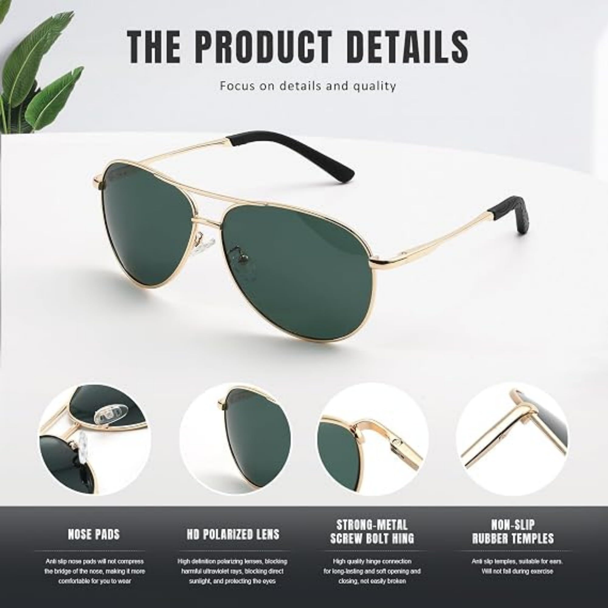 Eiuizah Occhiali da sole polarizzati Aviator per uomo, occhiali da sole con protezione UV per pesca e golf