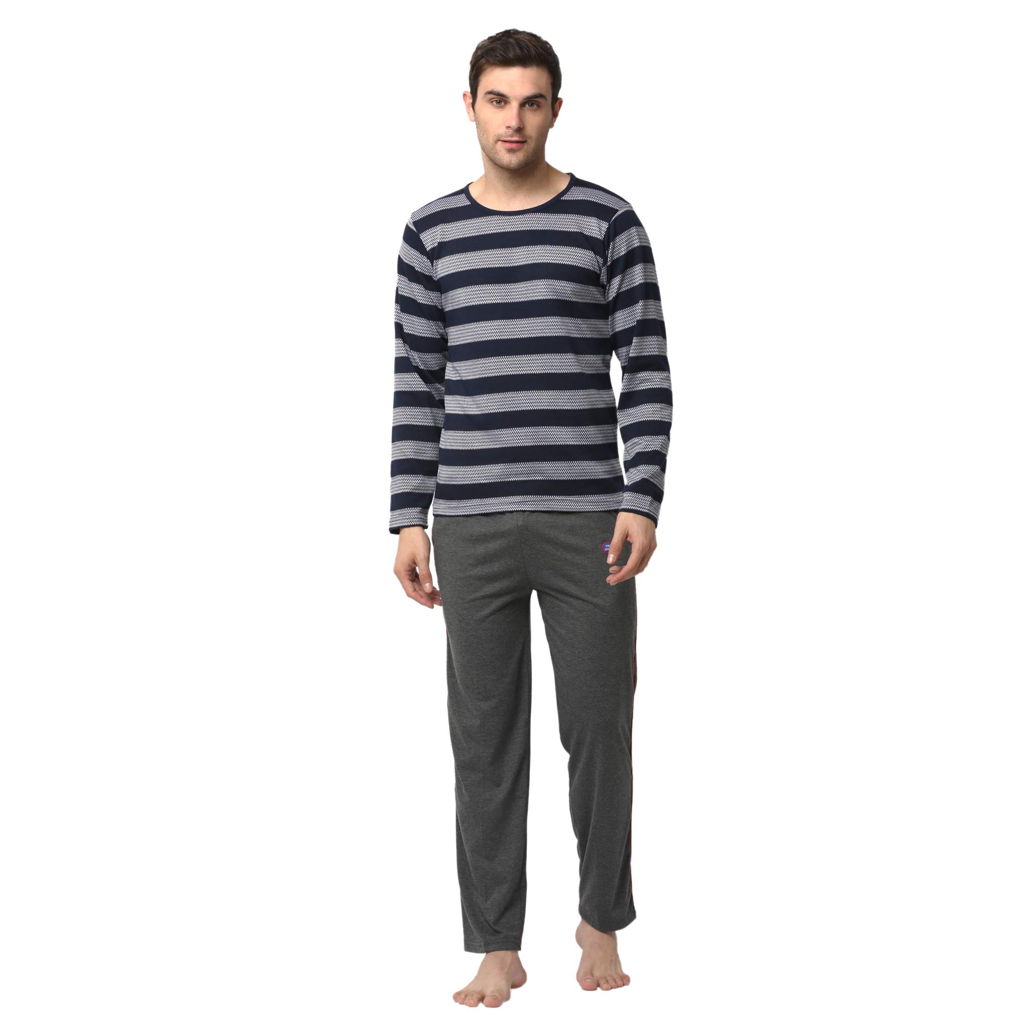 Men Cotton Blend Relaxed Night Suit Co-Ord Set with Round Neck Full Sleeve T-Shirt and Track Pant-Vj-Mns-Ttp-Group27-image-24