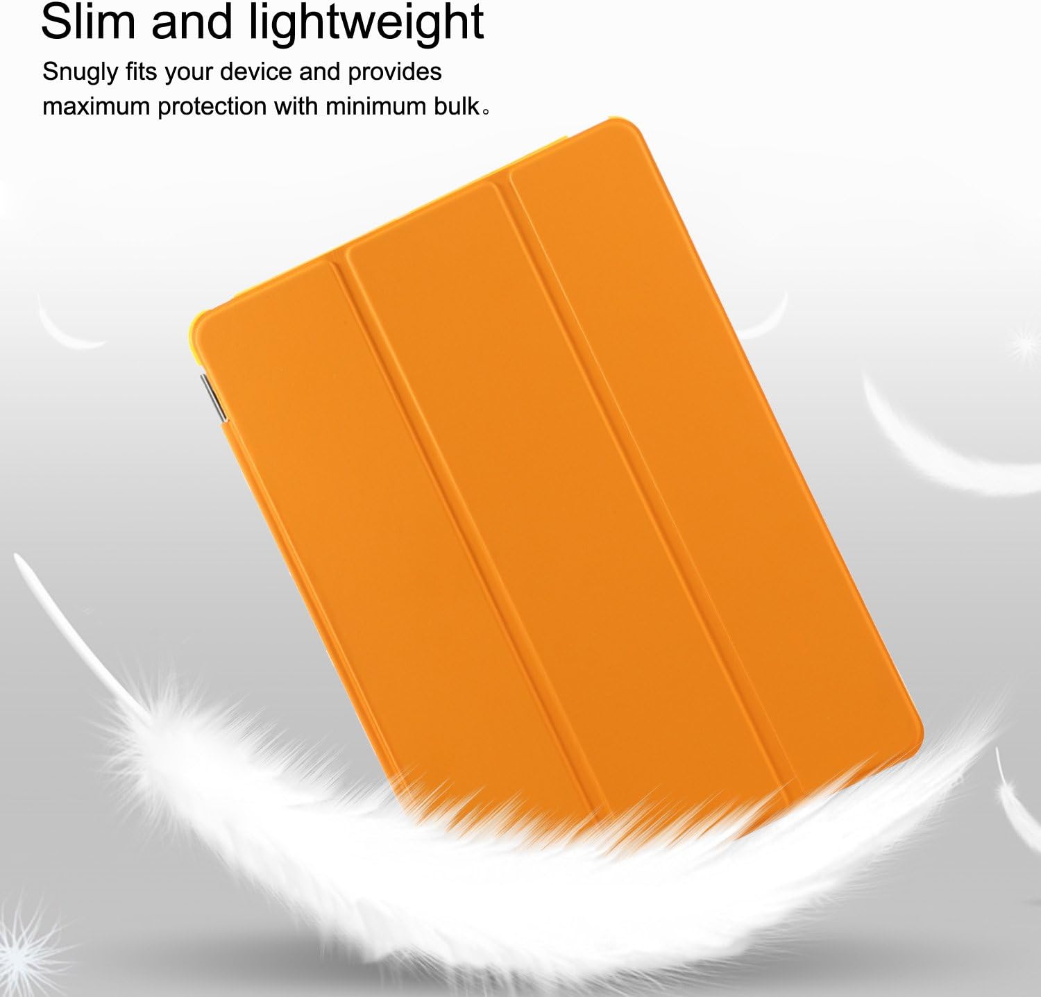 BESDATA Ultra Thin Magnetic Smart Cover [Auto Wake/Sleep Function]& Translucent Back Case for 2013 iPad Air + Screen Protector + Cleaning Cloth + Stylus (Orange)
