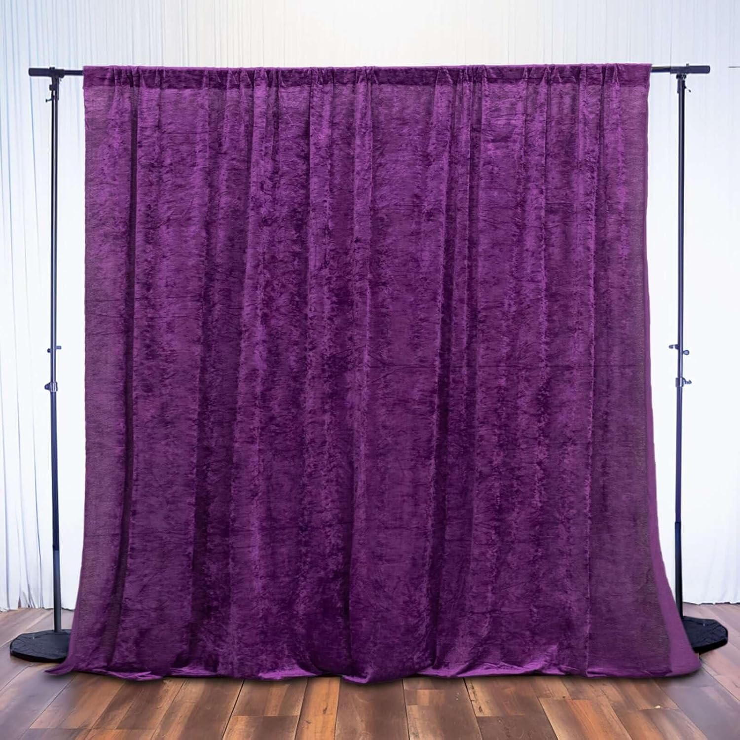 Efavormart 8Ft Purple Premium Velvet Backdrop Curtain Panel Drape Background for Events