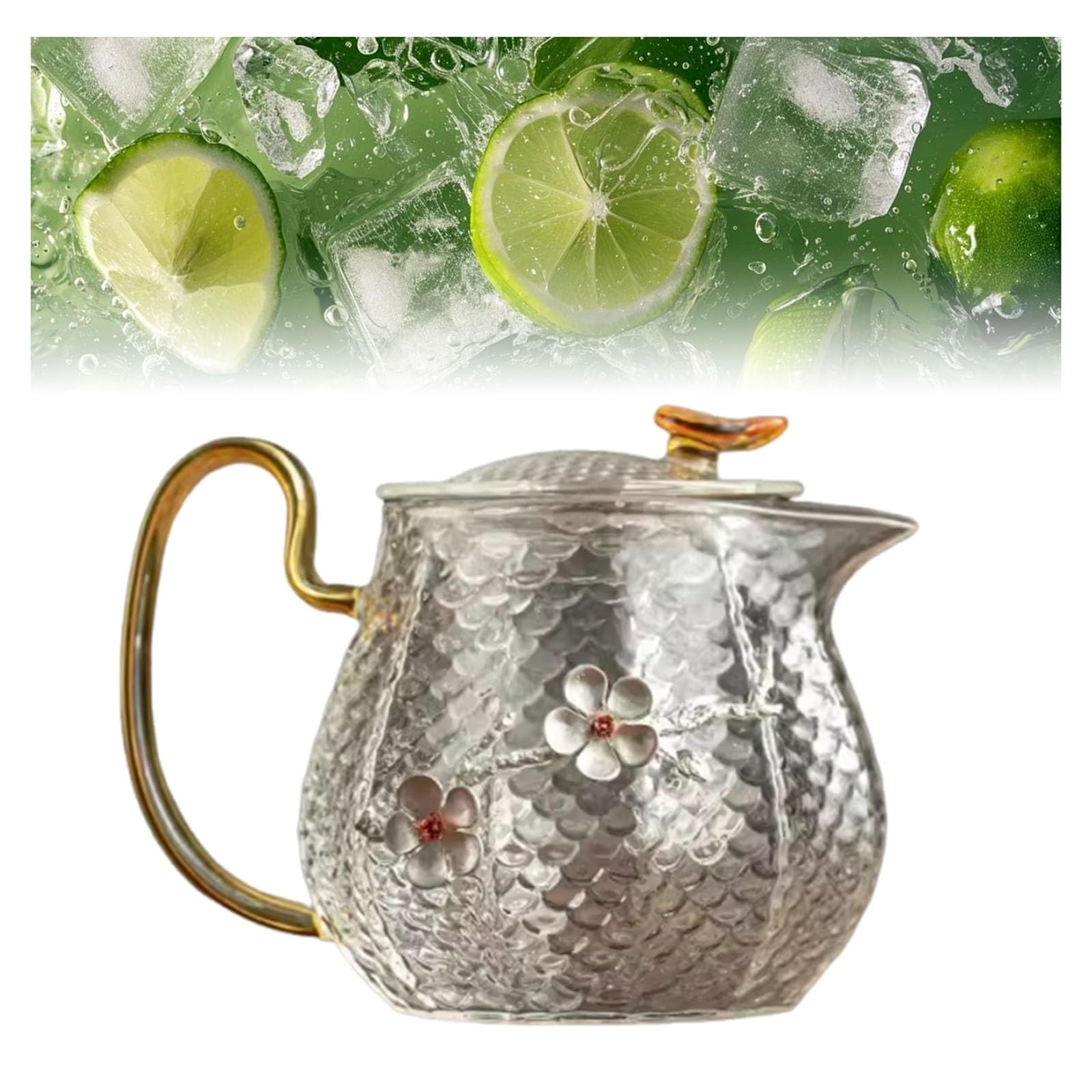 Recipiente para zumos de cristal resistente al calor jarra de té helado con filtro y tapa 550 ml