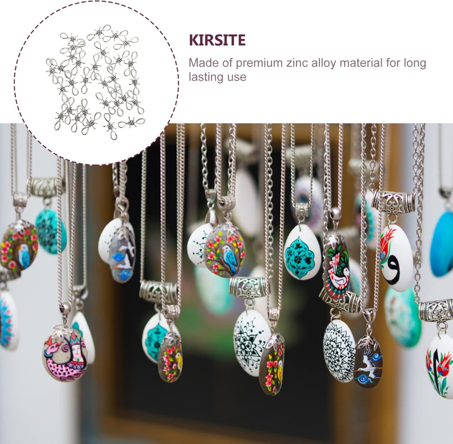 30Pcs Alloy Barbed Wire Chain Necklace Thorn Pendant DIY Hand Chain Charms DIY Bracelet Necklace with Jump Rings Lobster Clasps Jewelry Making Accessories 4. 5X2cm - Image 5