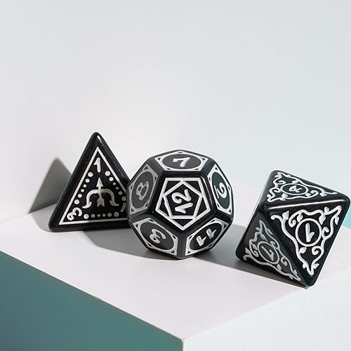 Miniatura 4 de Poludie DND - Juego de dados poliédricos D&D (7 piezas) con bolsa de dados de cuero para juegos de rol de Calabozos y Dragones, juegos de rol