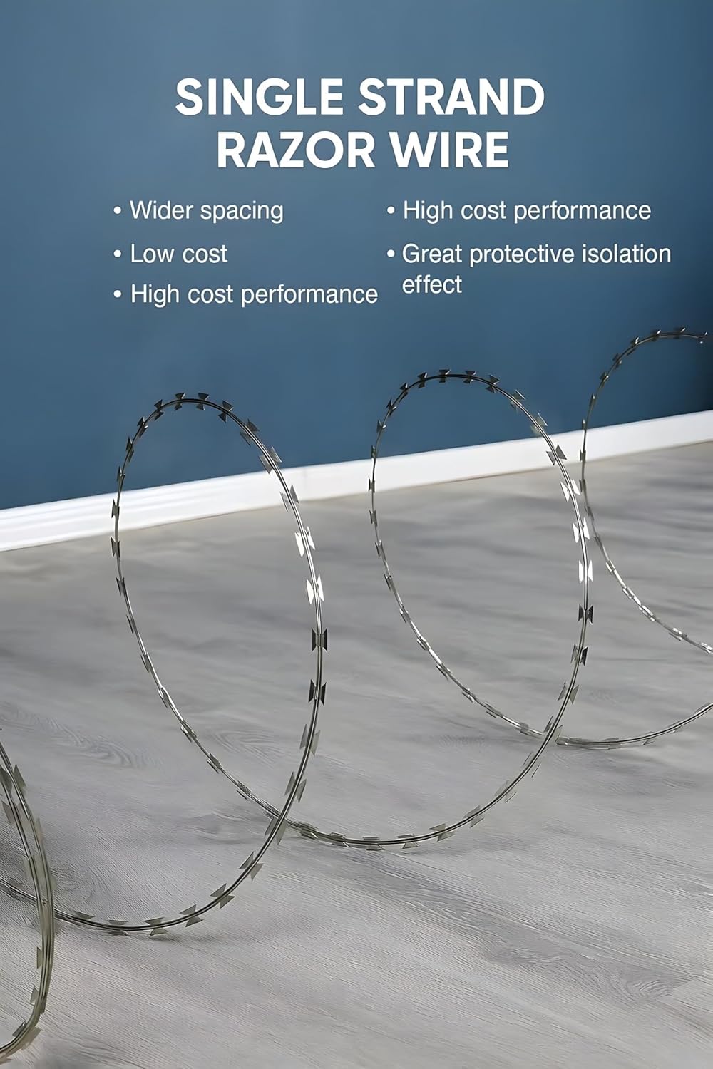 50-Foot Barbed Wire Fence Roll – Double Line Galvanized Razor Wire for Garden, Fence, and Security Use – Heavy-Duty Protective Barrier