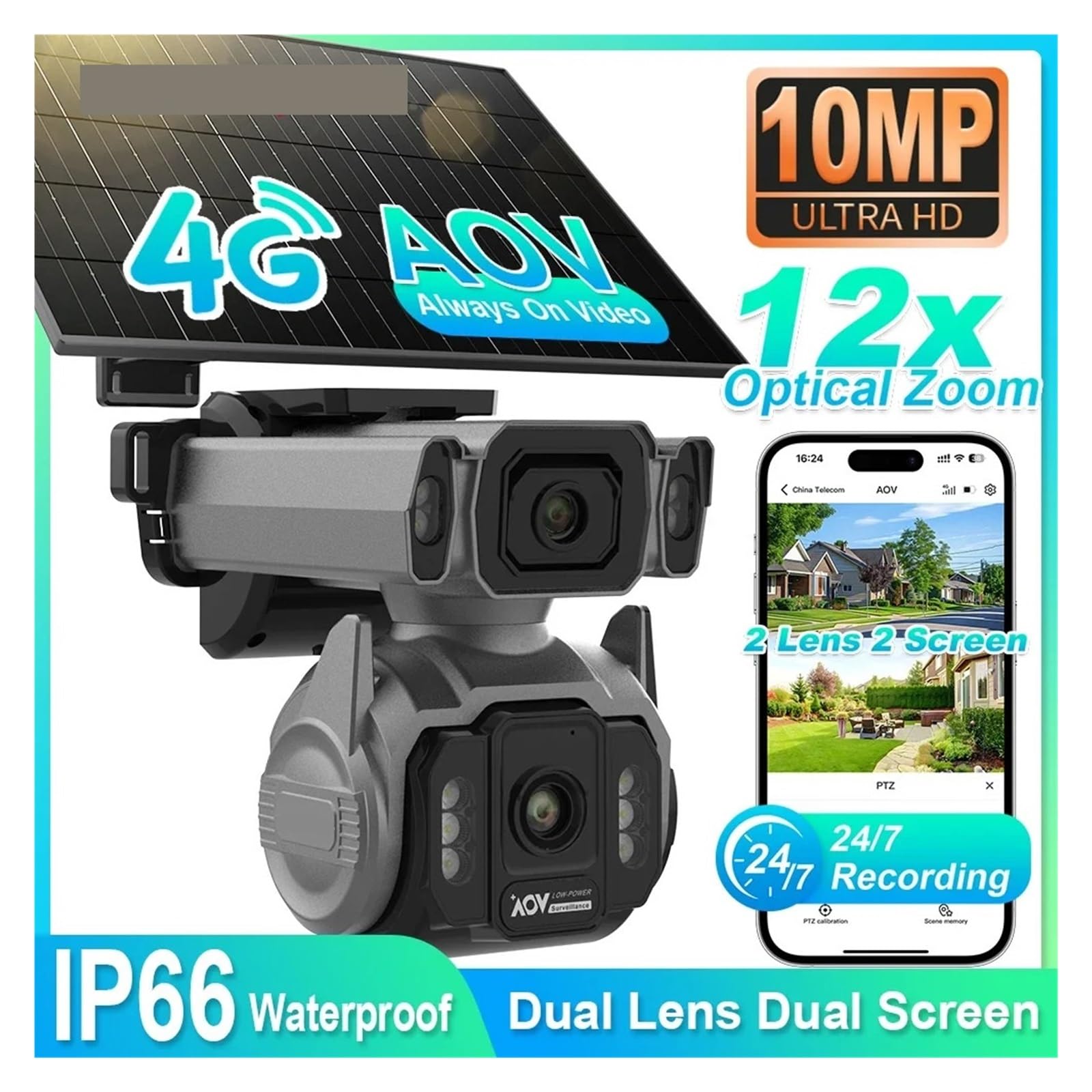 Caméra Solaire 4G Extérieure De Vidéosurveillance Domestique CCTV