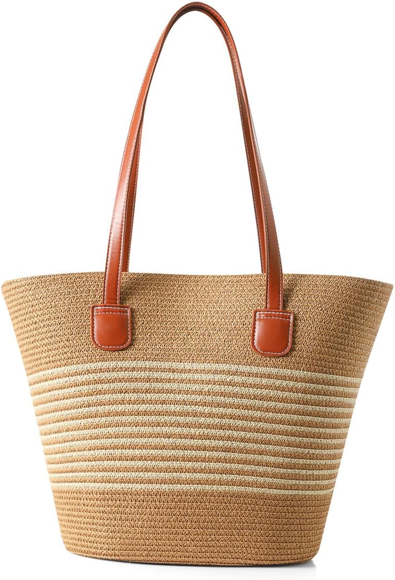 Straw Bags For Women | Travel Straw Totes Bag, Summer Woven Shoulder Bag Handbag