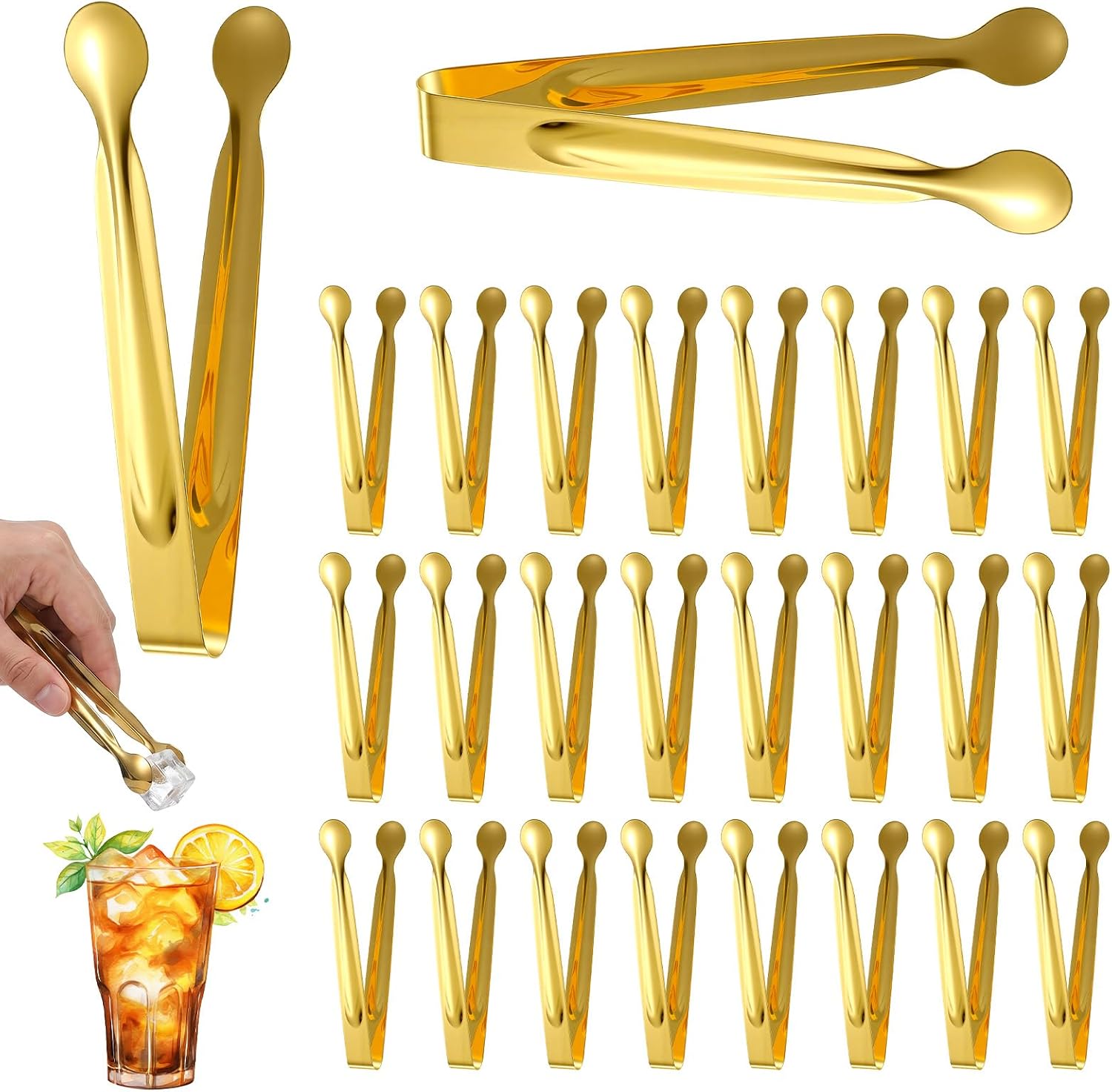 24 Pcs Mini Tongs Stainless Steel 6 Inch Gold Serving Tongs for Buffets, Coffee Bar, Tea Party, Charcuterie Board Appetizers Dessert Serving Food Tiny Party Ice Bucket Danish Candy