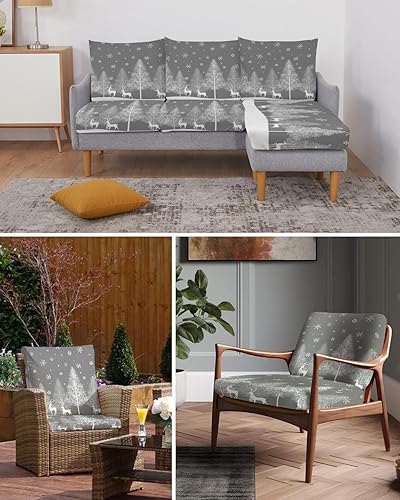 Miniatura 6 de Fundas de cojín elásticas para sofá de invierno, diseño de alce seccional, individual, en forma de L, con parte inferior elástica, protector para