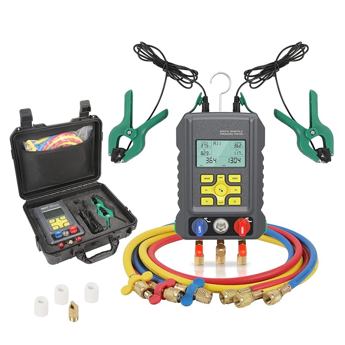 Buy HVAC Gauges 93 Refrigerant Detection Digital Manifold Gauge Set HVAC Pressure&Temp Test HVAC