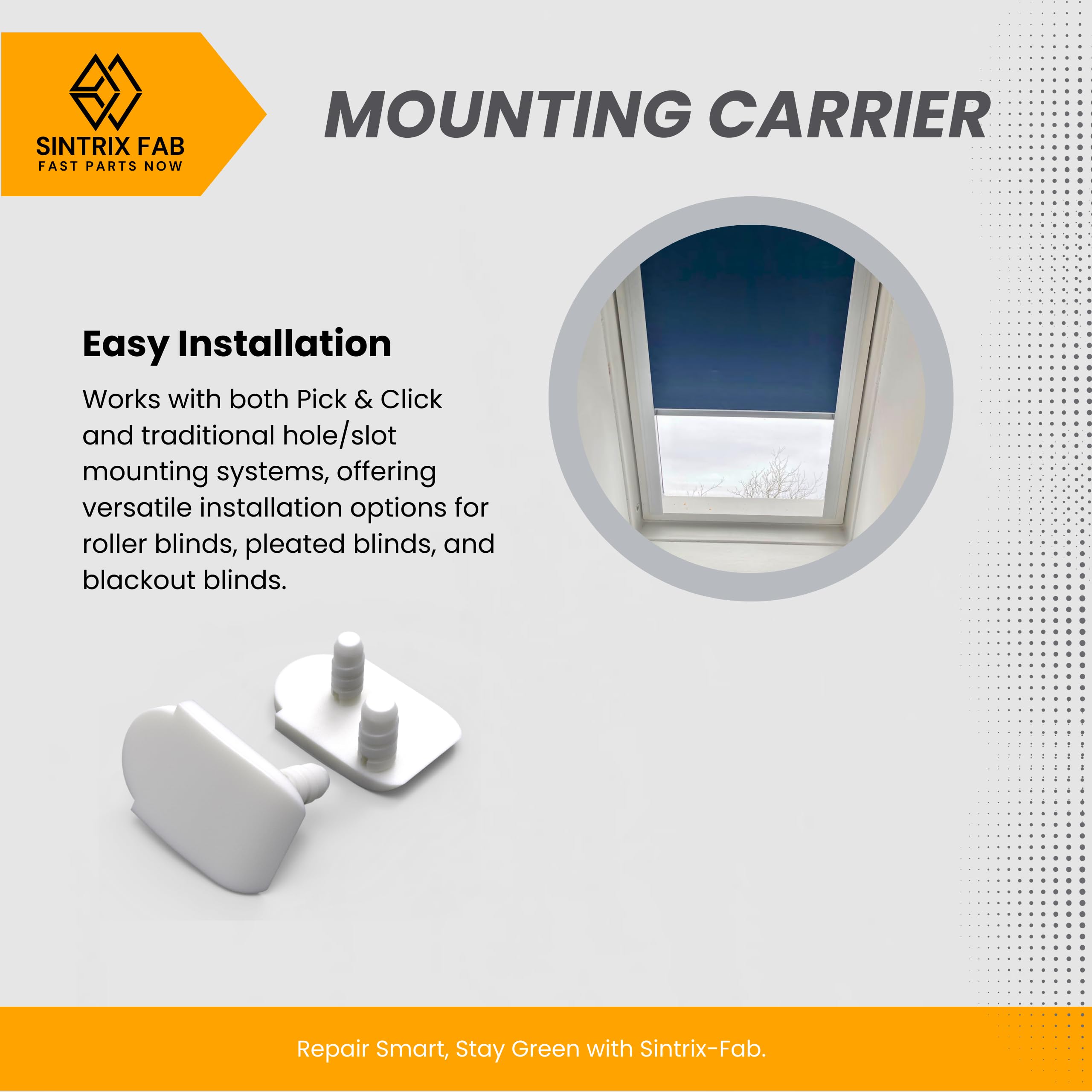 Sintrix-Fab 2 x otwór montażowy, kompatybilny z Pick & Click serii VELUX V21 i V22 - pasuje do okien (CK, FK, MK, PK, SK, UK) - uchwyty bezwiertnicze do rolet, plisowanych i zaciemniających żaluzji