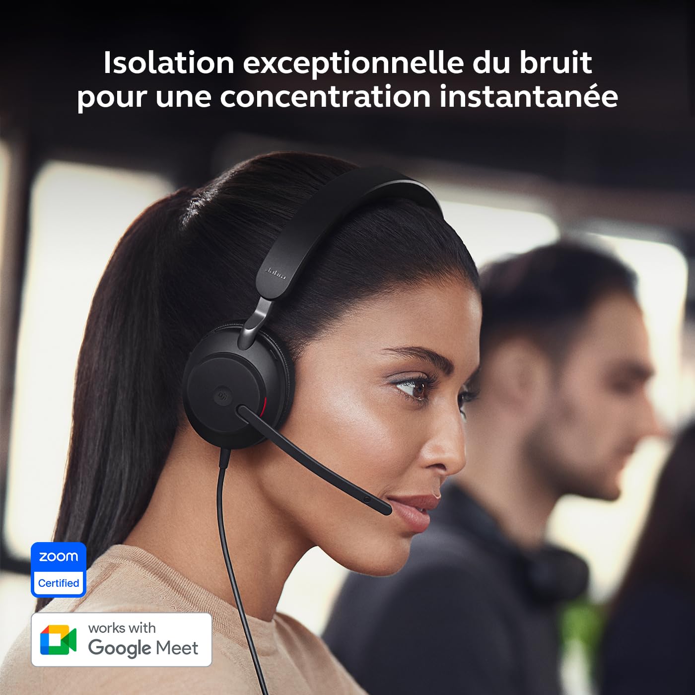 Jabra Evolve2 40 SE Casque stéréo Filaire avec réduction du Bruit, Technologie à 3 Microphones et câble USB-C - Certifié MS Teams, Compatible avec Toutes Les Autres Plateformes - Noir
