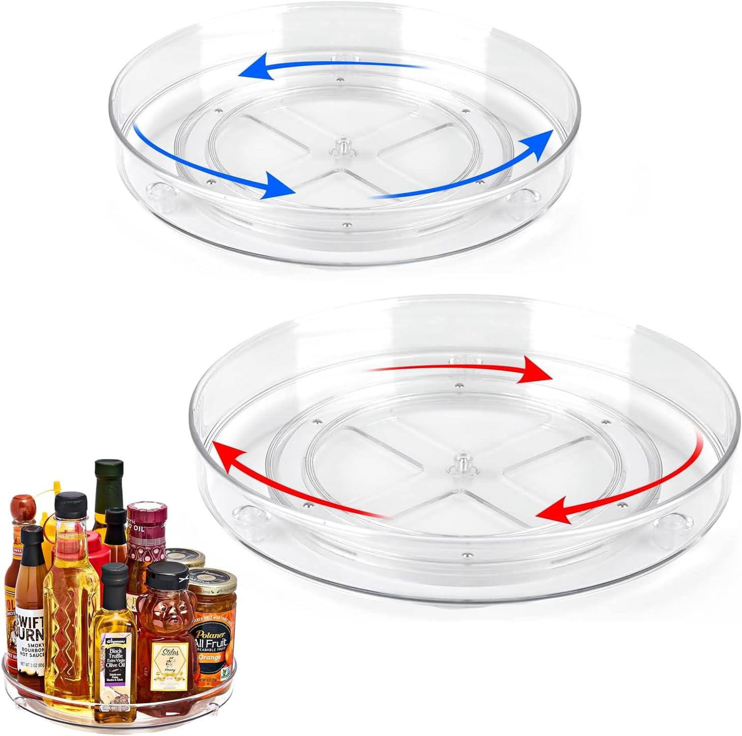 Pack of 2 Turntable Fridge Organiser Lazy Susan (23.5 cm and 27 cm ...
