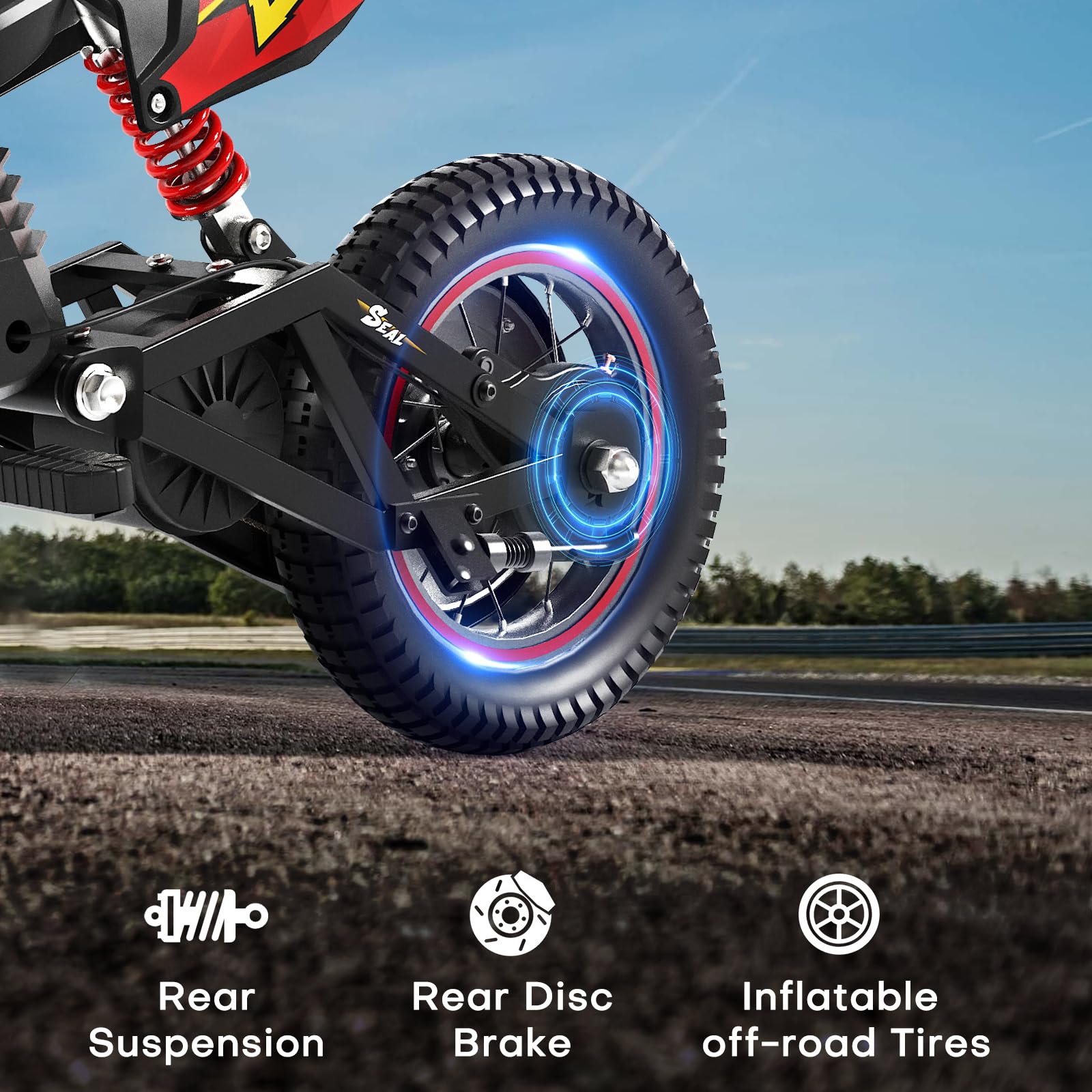 Wildeway 36V Kids Electric Motorcycle Peak 500W 12" Electric Dirt Bike for Boys Girls Age 3-12, Off-Road Bike, Mini Motorcross Bike, Up to 25KM/H, 3 Speed Modes, Red - 5