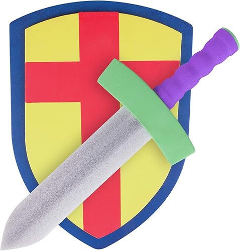 Miniatura 1 de Super Z Outlet Juguete de espuma medieval para niños, juego de caballero de espada y escudo para justos, ligero y seguro para actividades de fiesta