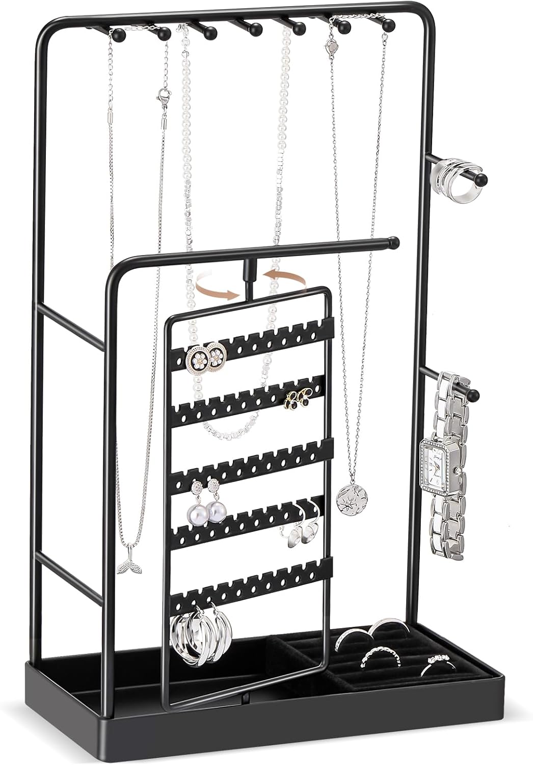 Lolalet 5 Tiers Earring Holder Stand Bundle with Jewelry Stand Organizer