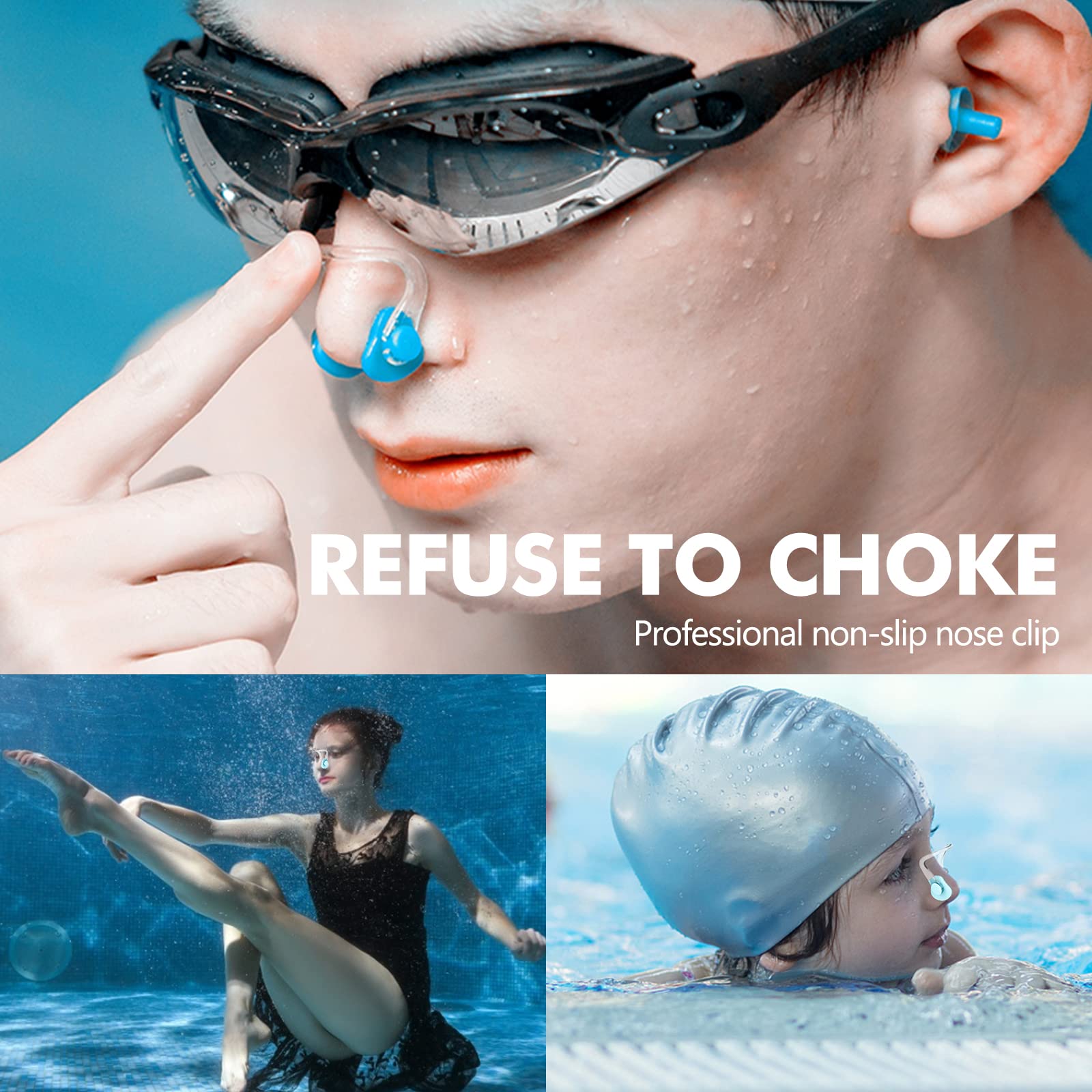 16 Pezzi Tappi per Naso da Nuoto Tappanaso per Piscina in Silicone Clip per Naso da Nuoto Tappi Tappa Naso Nuoto Clip per Bambini Adulti Principianti (8 Colori)