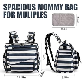 ALLCAMP Diaper Backpack, Waterproof Large Capacity Baby Bag, Multi-Function Nappy Bag with Stroller Hooks, Convertible Tote (Navy Blue)