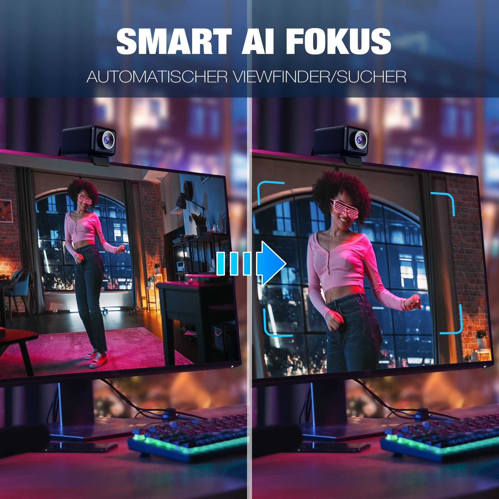 Webcam EMEET Jupiter 1080P - AI Visage - Micro Intégré - 96° Champ Vision - USB-C