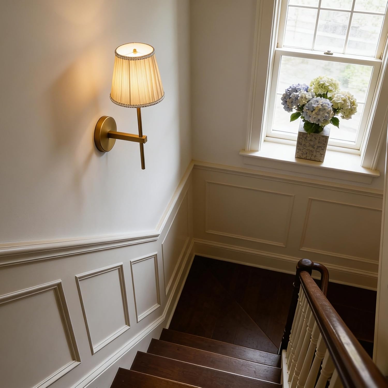 Pathson Khaki Gauze Cloth Wall Sconce, Hardwired Boho Wall Light with Linen Lace, Modern Wall Lighting Fixture for Bedroom Living Room Hallway Bathroom Vanity Entryway Home Decor