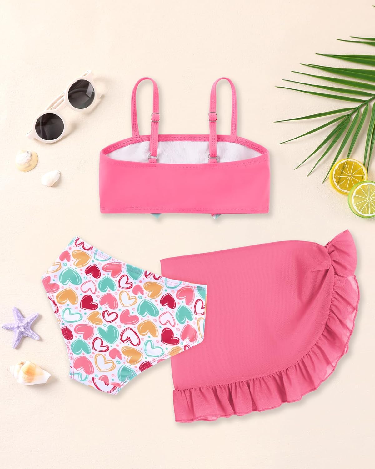 Baby Girls Swimsuit Toddler Two Piece Swimwear with Cover Up Summer Beach Bow Bikini Bathing Suit for 1-5 Years - Image 5