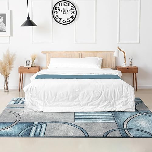 Vista 8 de LUXE WEAVERS Alfombra Art Deco geométrica azul 8 x 10