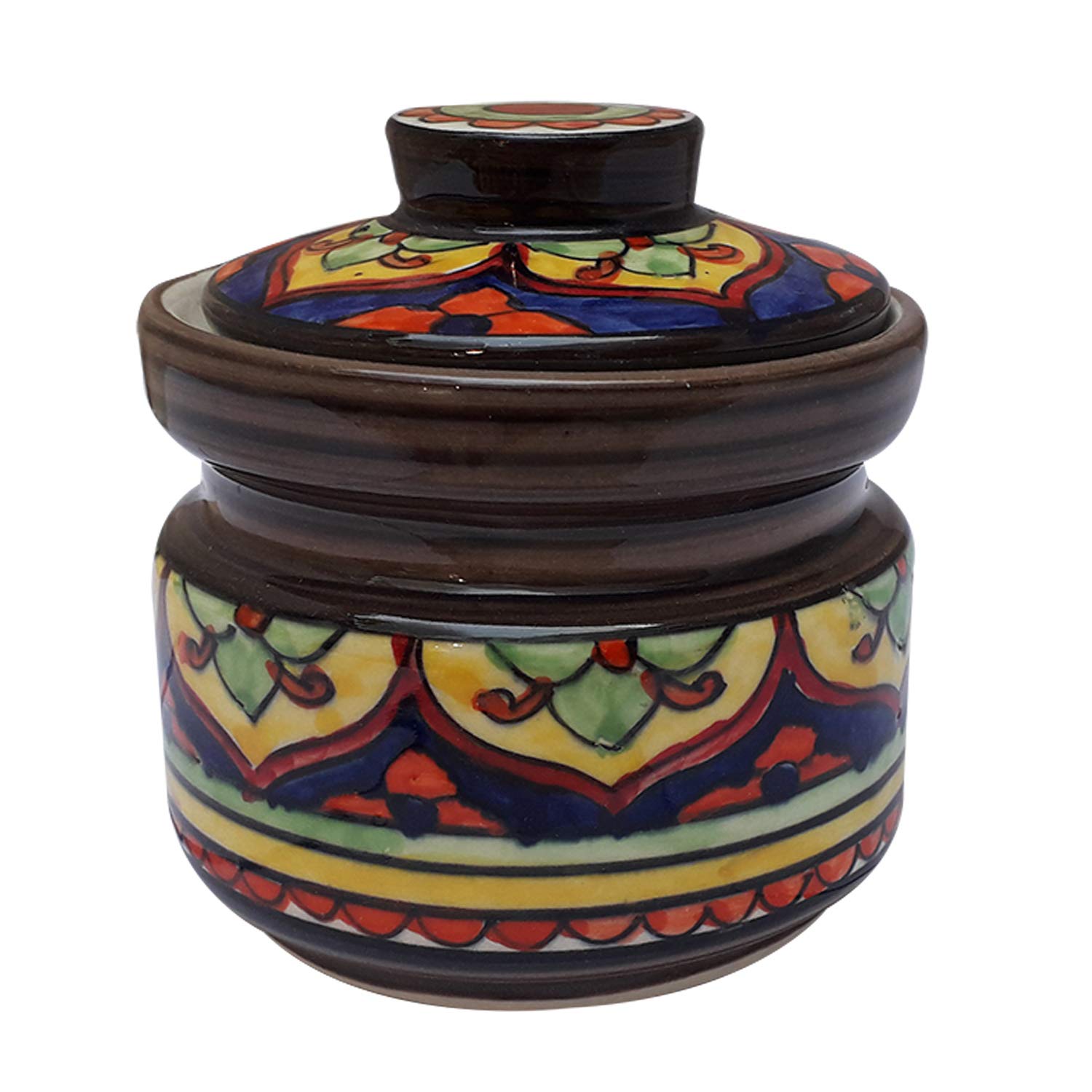 India Meets India Handicraft Ceramic Jar Barni Storage Jar 300 ML, Best Gifting, Made By Awarded Indian Artisan