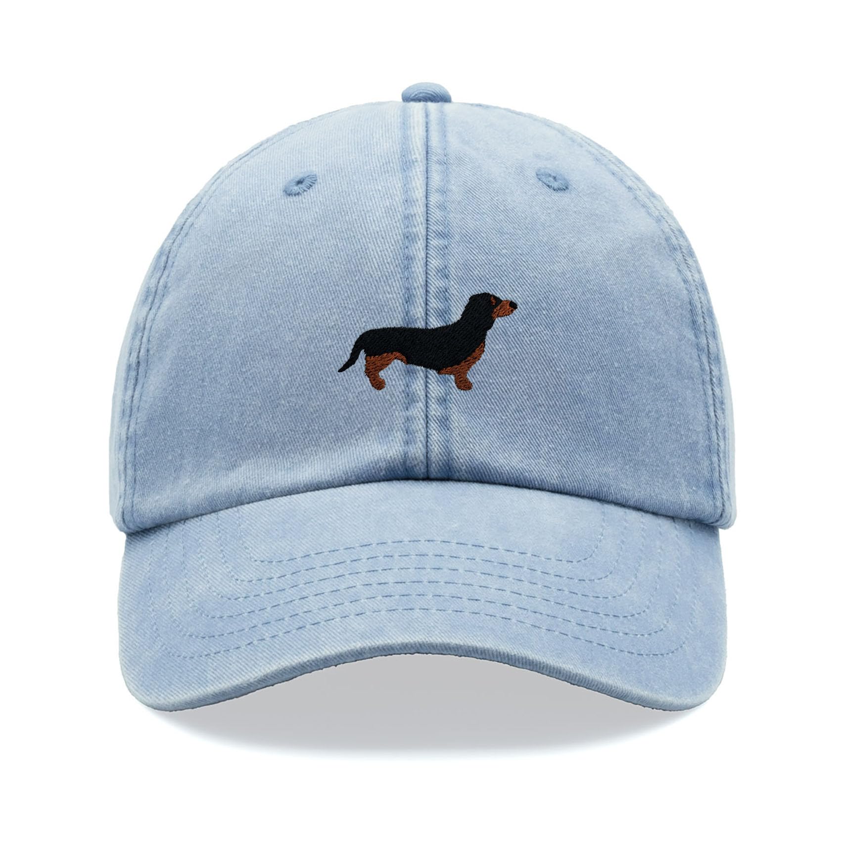 Dachshund Sausage Dog Baseball Cap Vintage Washed Unisex Dad Hat Adjustable Light Blue