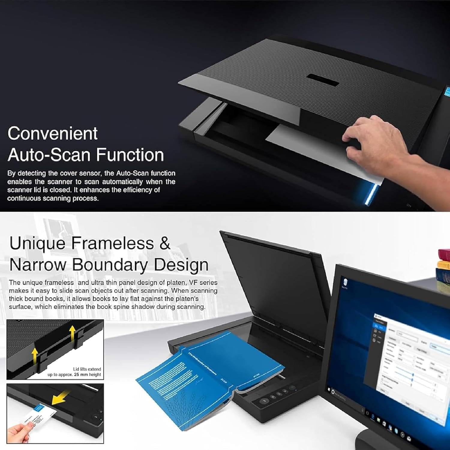 EscáNer Plano de Gran Formato A3, EscáNer De Documentos y Libros de Fotos, ResolucióN 2400 X 2400 PPP, Convierte ImáGenes en Textos, para Windows, Controlador Mac Disponible