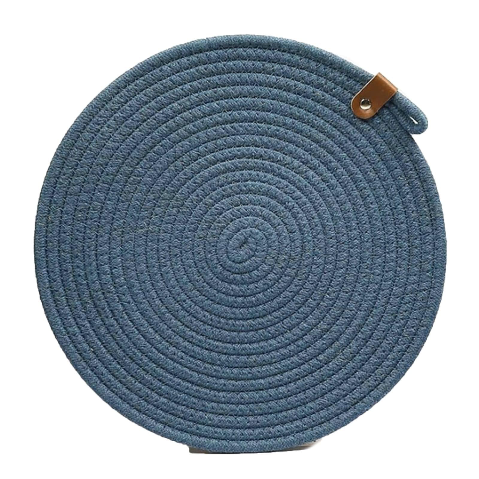 Manteles Individuales de Mesa de 10Piezas, 30 CM Azul Oscuro Salvamantele Individual Algodón, Redondo con Cordón