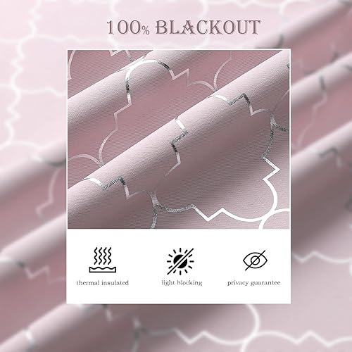 Miniatura 58 de Enactex Cortinas 100% opacas con aislamiento térmico de 84 pulgadas de largo para dormitorio, cortinas blancas con patrón geométrico dorado, cortina