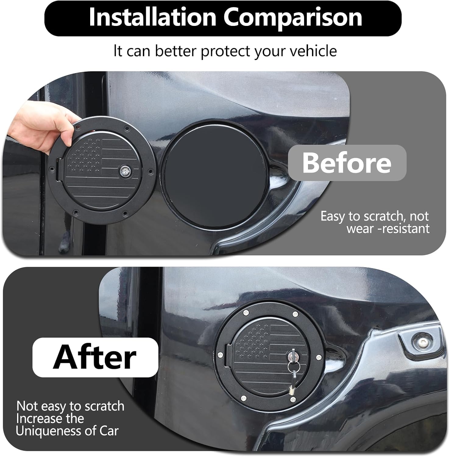 Car Fuel Tank Cap Replacement Anti-theft Lock Cap Compatible with Toyot@ Tundra 2017-2021 Truck Door Locking Gas Tank Door Cap with Lock accessories (style C)