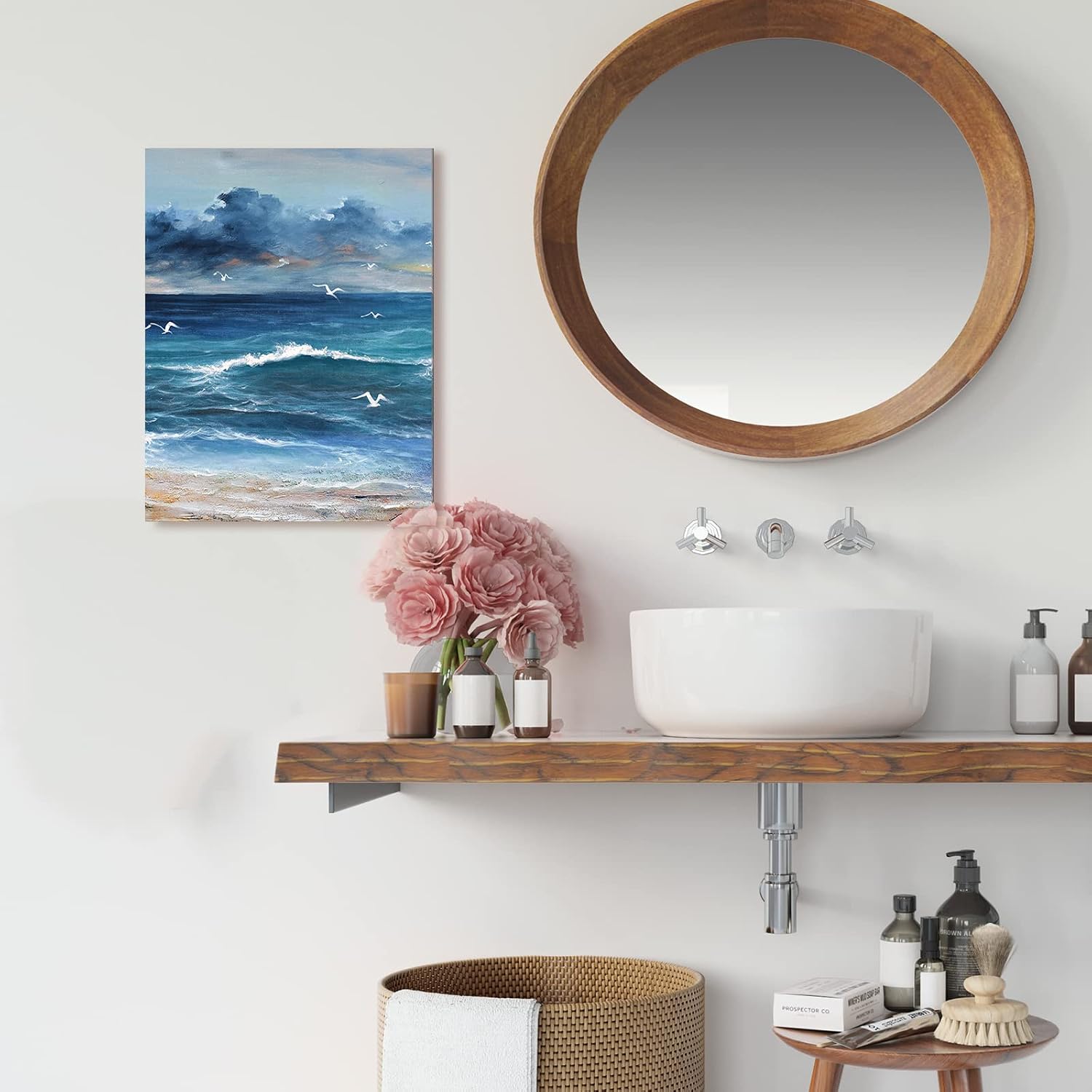 Beach Pictures Wall Art Ocean Pictures for Wall Art Bathroom Decor Wall Art Beach Art Wall Decor 12 x 16 Ocean Wall Art Seascape Paintings on Canvas Wall Art Blue Ocean Sea