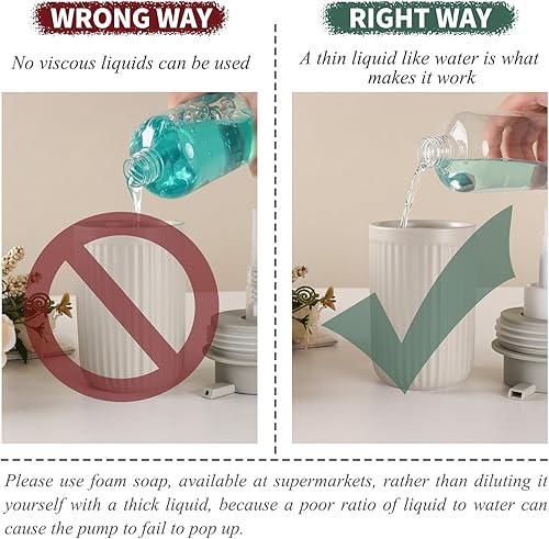 Miniatura 54 de BosilunLife Juego de Dispensadores de Jabón Espumoso - Dispensador de Jabón de Manos de Cerámica Albaricoque de Espuma de 12 onzas con Bomba a Bomba