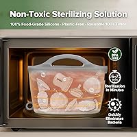 Vista 2 de Haakaa Silicone Microwave Steamer & Steriliser Bag, 70oz/2000ml Large Capacity Reusable Steaming Bags for Baby Bottles, Breast Pump, Accessories