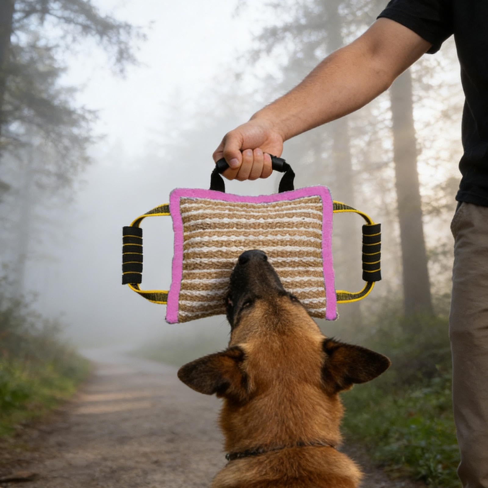 Almohada Mordedora para Perros de Yute Grueso con Diseño de Mango Resistente Repetidas Sirve como Ayuda para Entrenamiento y Juguete de