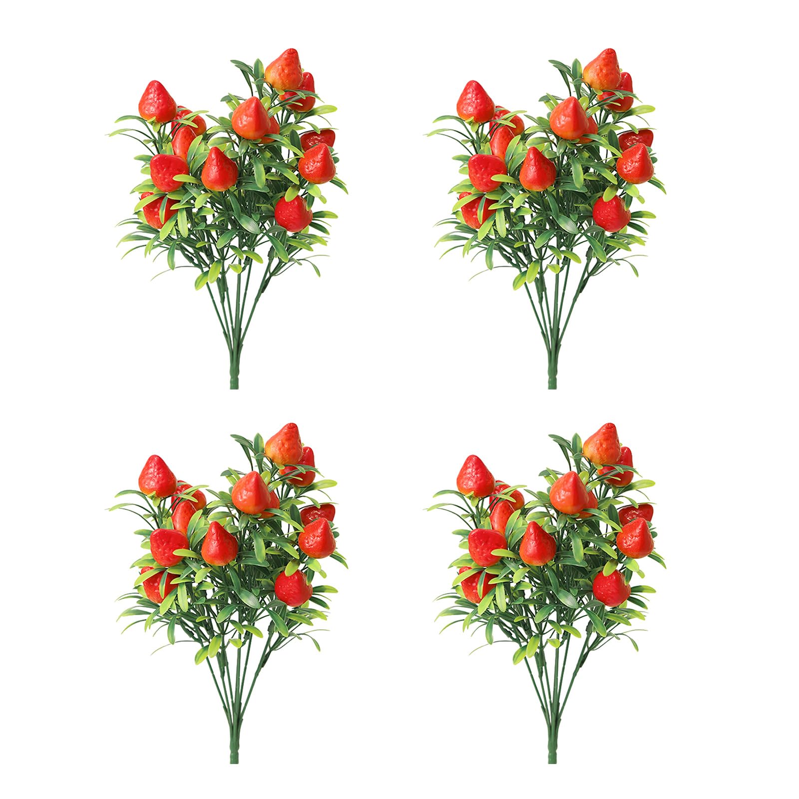 Kalttoy Strawberry 4 Stems Artificial Fruit Florals Arrangements For Home Decoration Realistic Realistic Foam Flowers Fruit Home Decoration