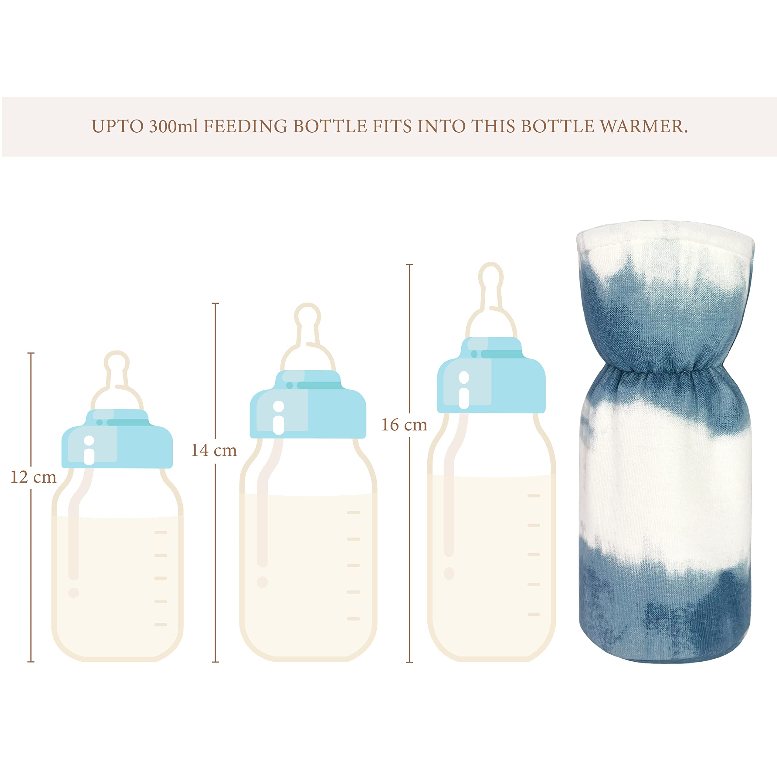 Crane Baby Cotton Bottle Cover/Warmer, Caspian Collection (Pack of 2, 19 x 8 x 8 cm, Fits Upto 330ml Bottle), Multicolour 3