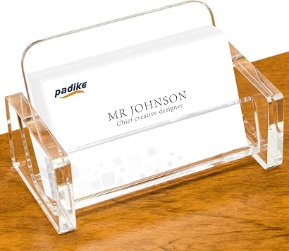 Padike Acrylic Business Card Holder Clear Business Card Stand,Premium Acrylic Clear Business Card Holder Desk Display