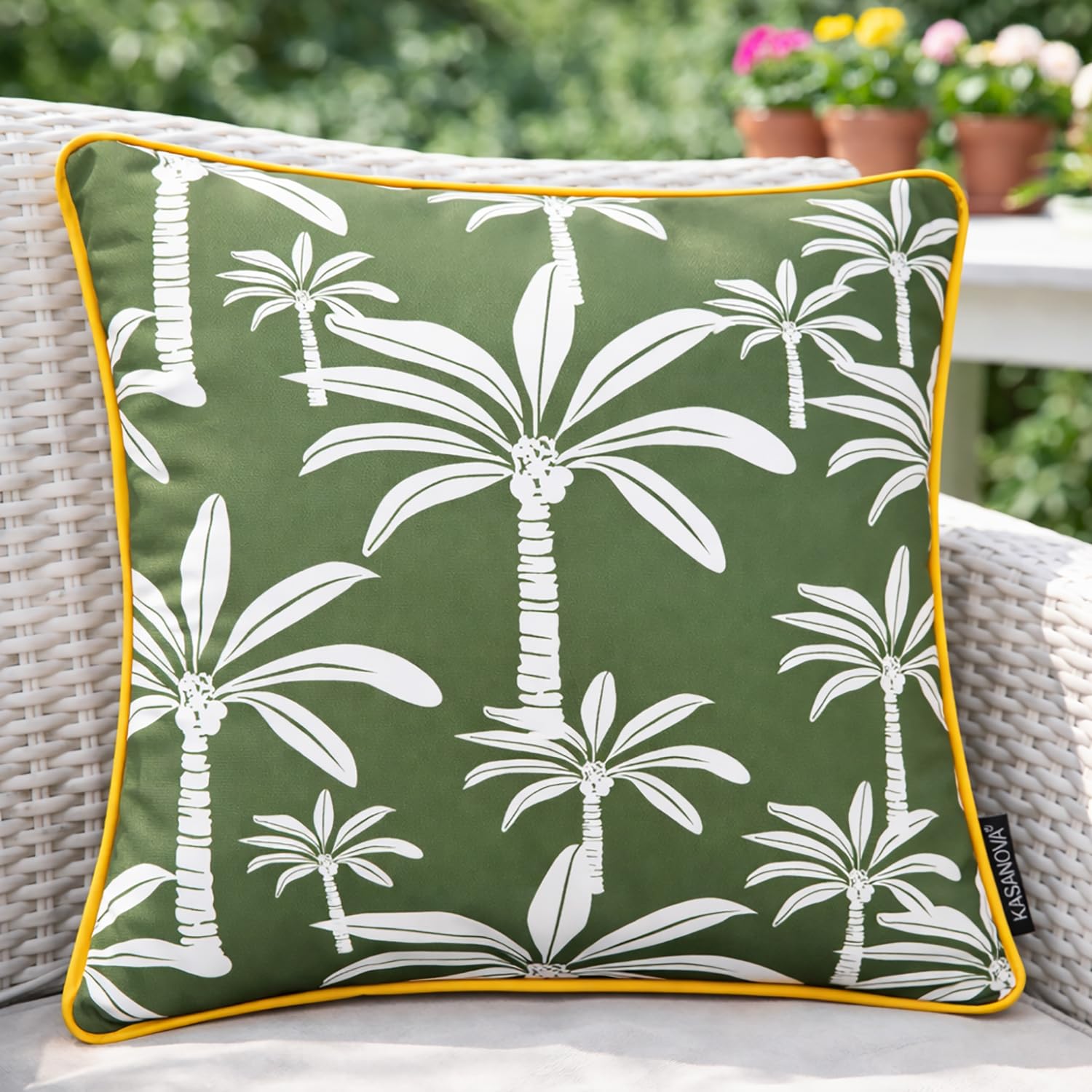 KASANOVA Cuscino arredo idrorepellente 40x40 cm palme verde