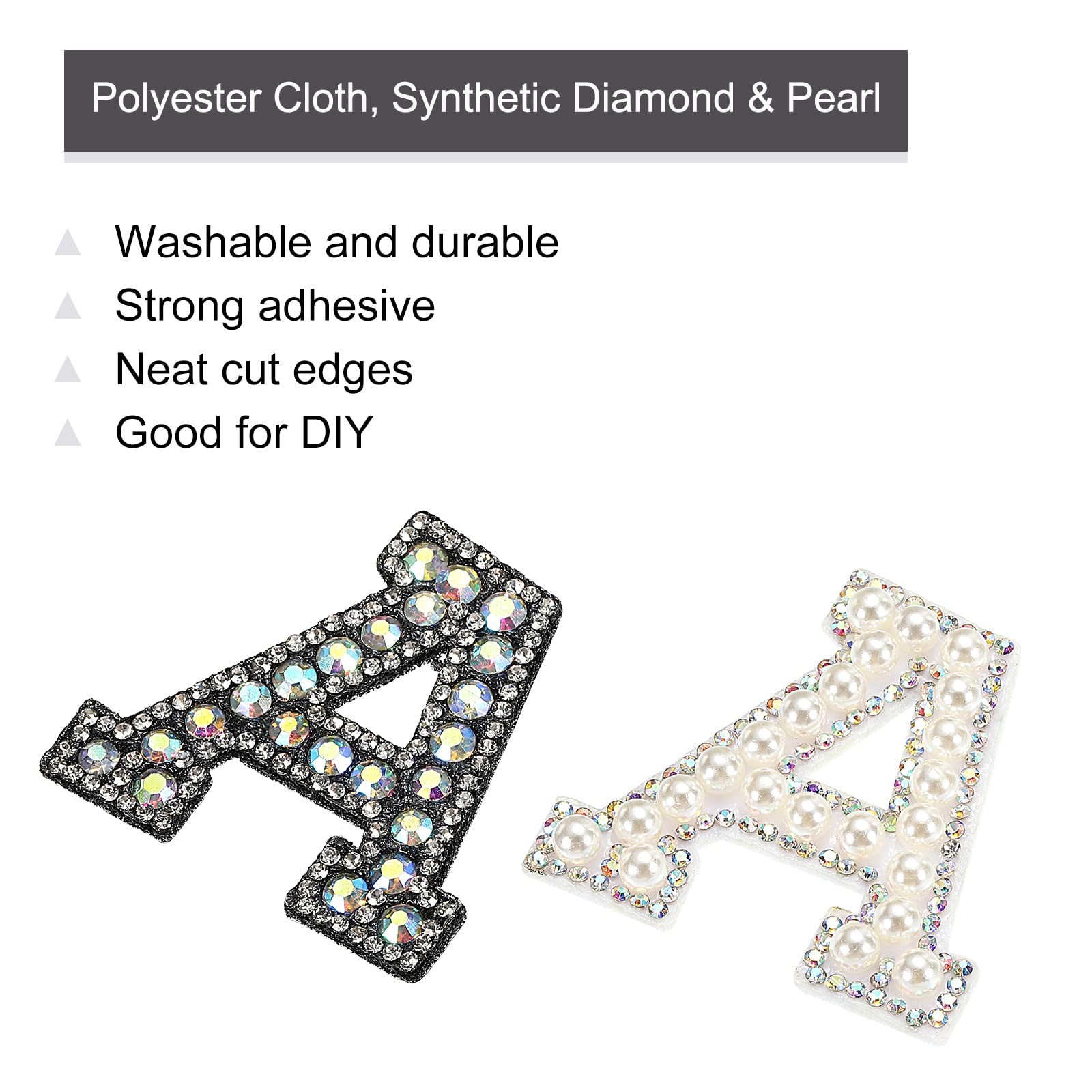 A-Z Black Glitter Iron-On Letter Patches – 26 Pack, Rhinestone Alphabet For DIY Clothes & Crafts