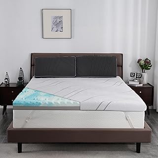 4 Inch Full Size Firm Mattress Topper with Silk Cover, Premium Cooling Gel+ Bamboo High-Density Memory Foam Mattress Topper, Certified Firm to Extra Firm Egg Crate Mattress Topper for Pain Relief