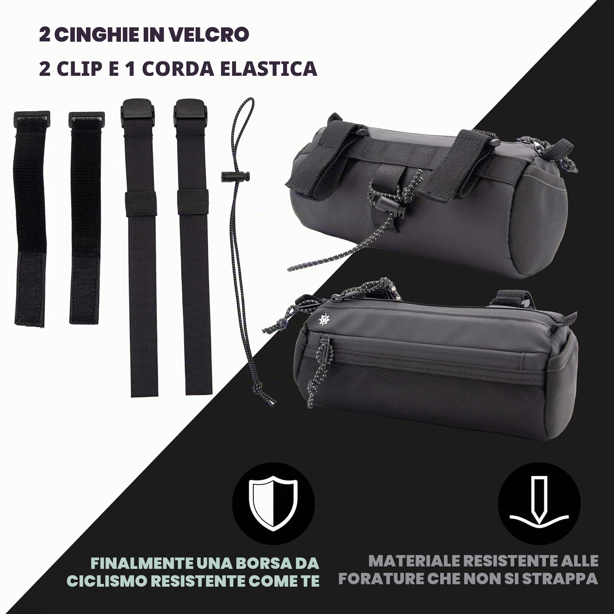 Lumiere & Co. Bike Handlebar Bag, Bike Bag, Bicycle Handlebar Bag, Bike Front Bag, Mountain Bike Storage, Front Frame Storage, Bicycle Accessories, Bike Pouch for Bicycle (Black)