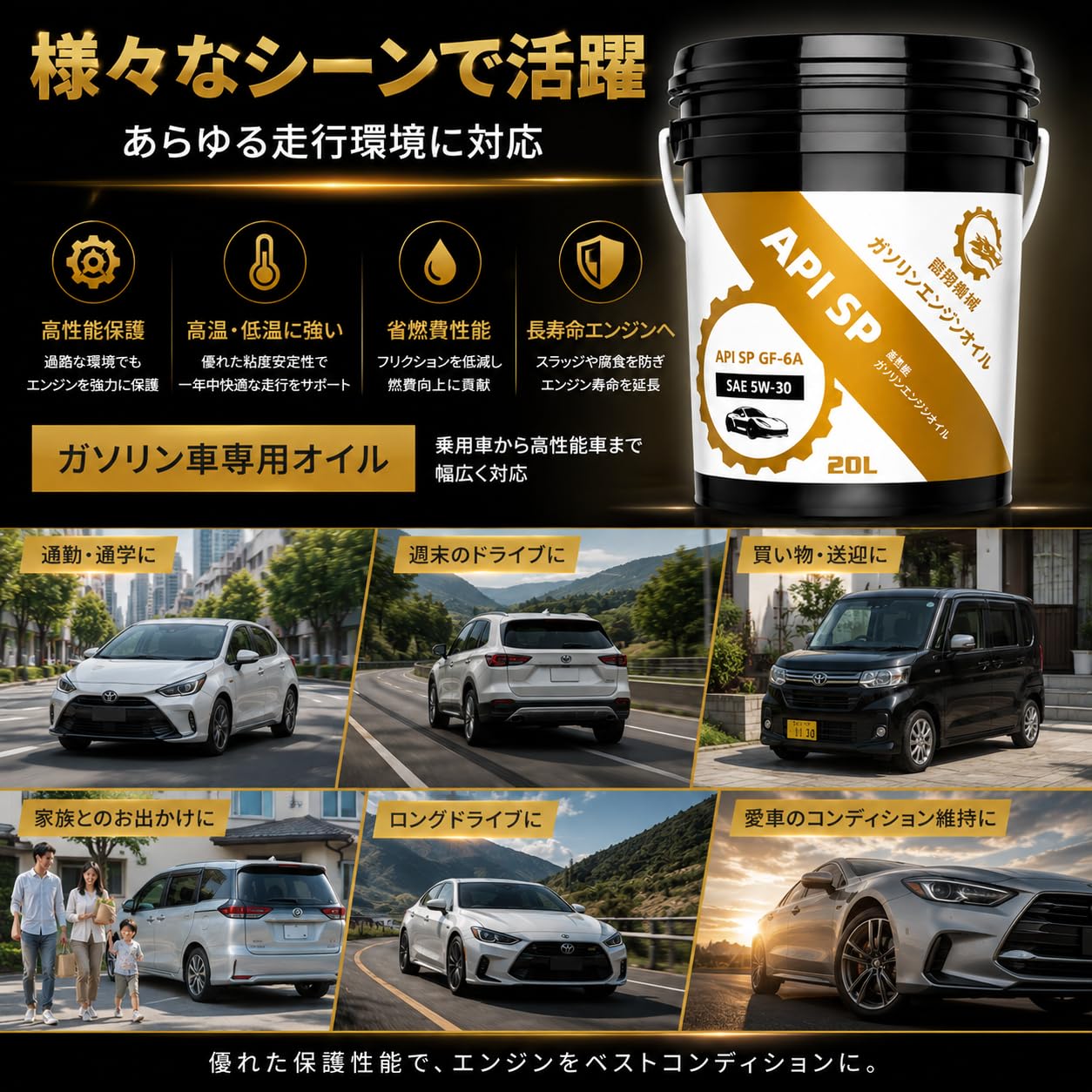 Amazon | エンジンオイル SP 5W-30 ガソリン車用 20Lポリ容器100%化学