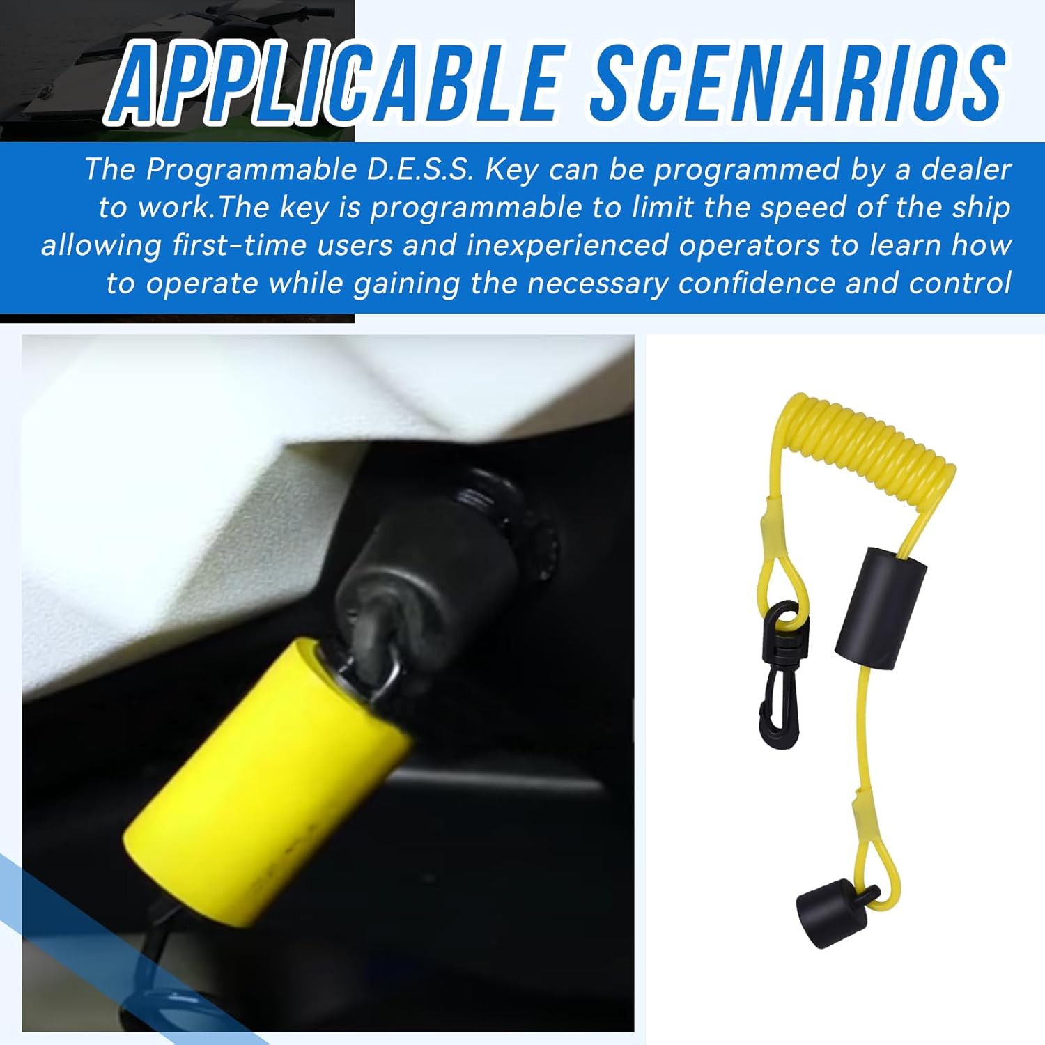 515-177-057 Ignition Key Cap & floating clip on style lanyard Compatible with All seadoo and Skidoo Models