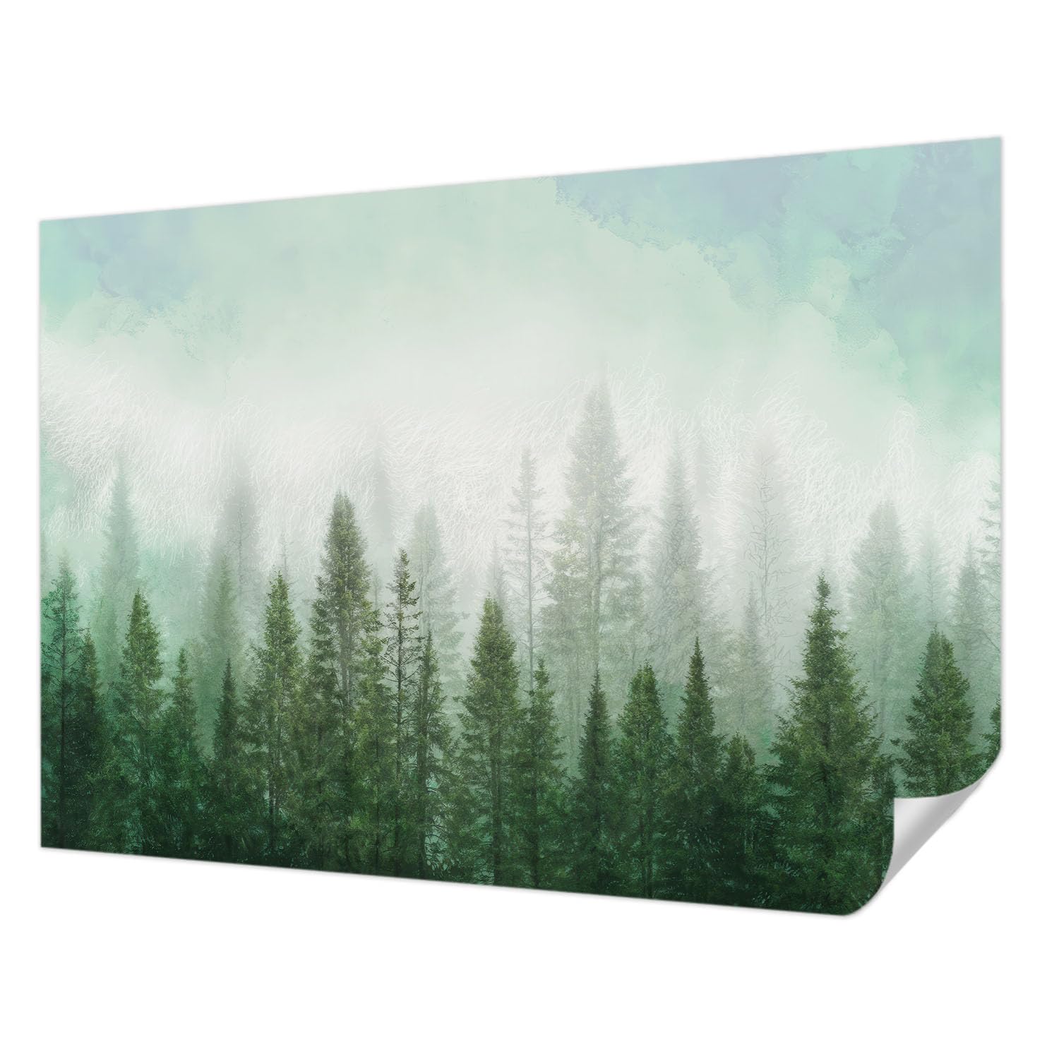 Papier peint auto-adhésif panoramique 312x219 cm loup dans la forêt pour salon