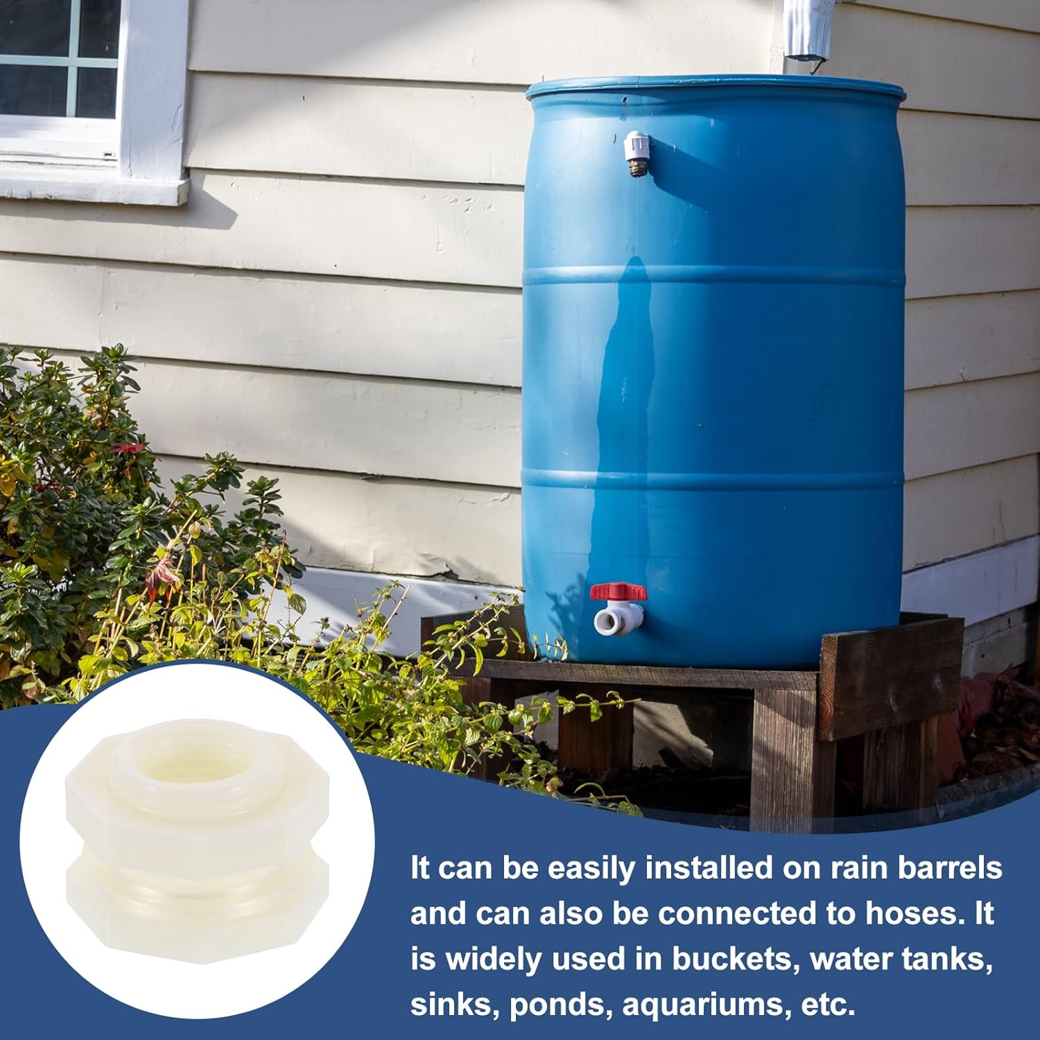 uxcell 2 Pcs Bulkhead Fitting, DN15 20mm ID Bulkhead Water Tank Connector for Garden Hose Adapter Water Tank Aquariums, White